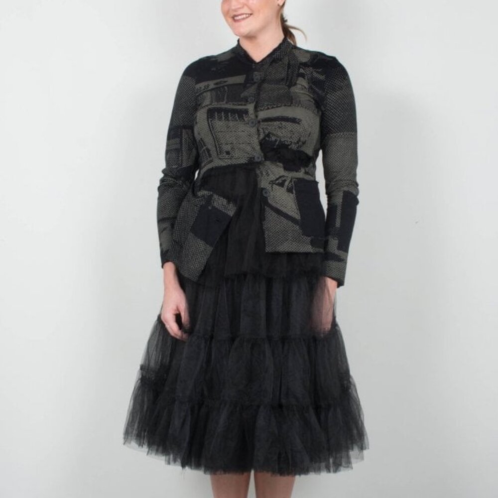 Rundholz Black Label Vert Print Halftone Tulle-Ruffle Jacket